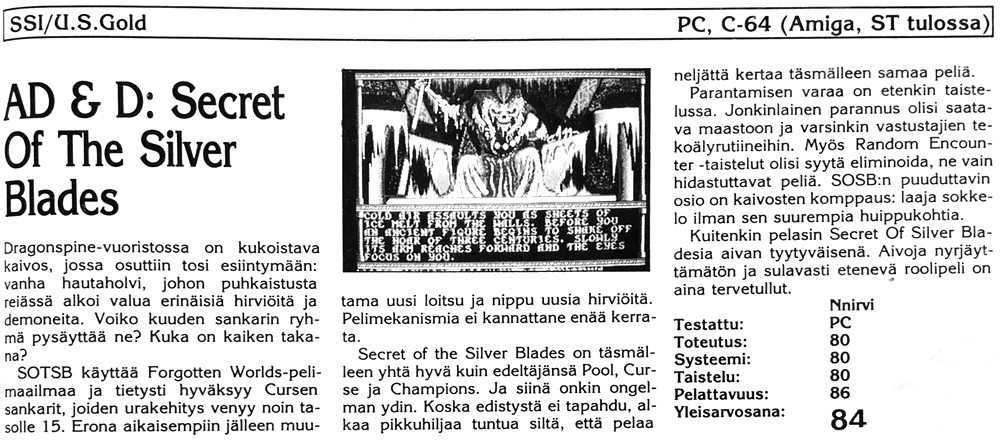 AD & D: Secret Of The Silver Blades
